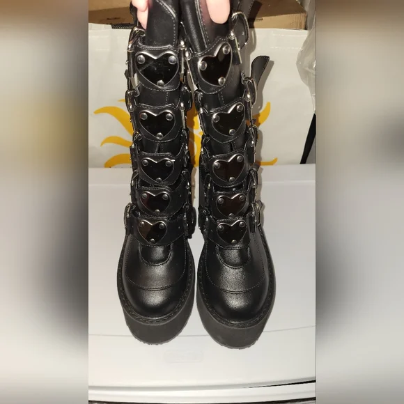 Demonia Swing 230 Black Platform Boots Size